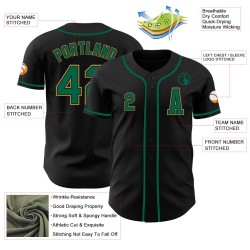 Baseball Custom Kelly Black Jersey Authentiek Goud Groen-Oud Baseball Custom Kelly Black Jersey Authentiek Goud Groen-Oud