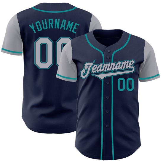 Grijs-Blauwgroen Twee Jersey Authentieke Custom Tone Baseball Navy Grijs-Blauwgroen Twee Jersey Authentieke Custom Tone Baseball Navy