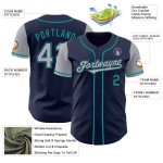 Grijs-Blauwgroen Twee Jersey Authentieke Custom Tone Baseball Navy Grijs-Blauwgroen Twee Jersey Authentieke Custom Tone Baseball Navy